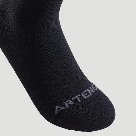 CHAUSSETTES DE SPORT ENFANT HAUTES  ARTENGO RS 160 NOIR GRIS LOT DE 3