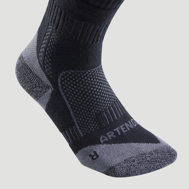 Vysoké tenisové ponožky RS 900 černo-šedé 3 páry
