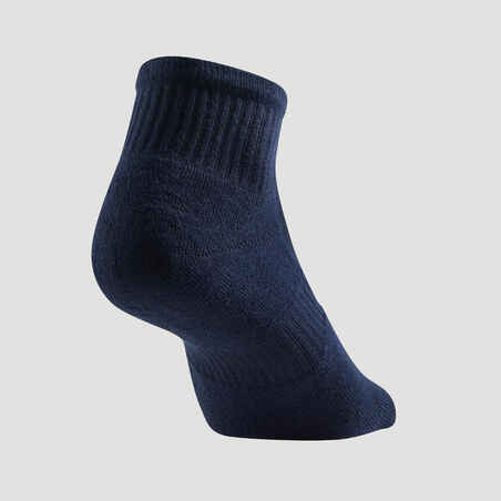 Mid-High Tennis Socks RS 500 Tri-Pack - Navy