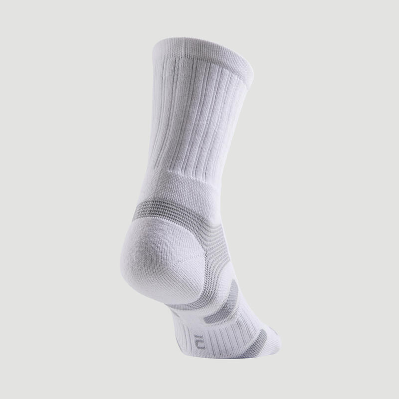 CHAUSSETTES DE SPORT HAUTES ARTENGO RS 560 BLANC GRIS LOT DE 3