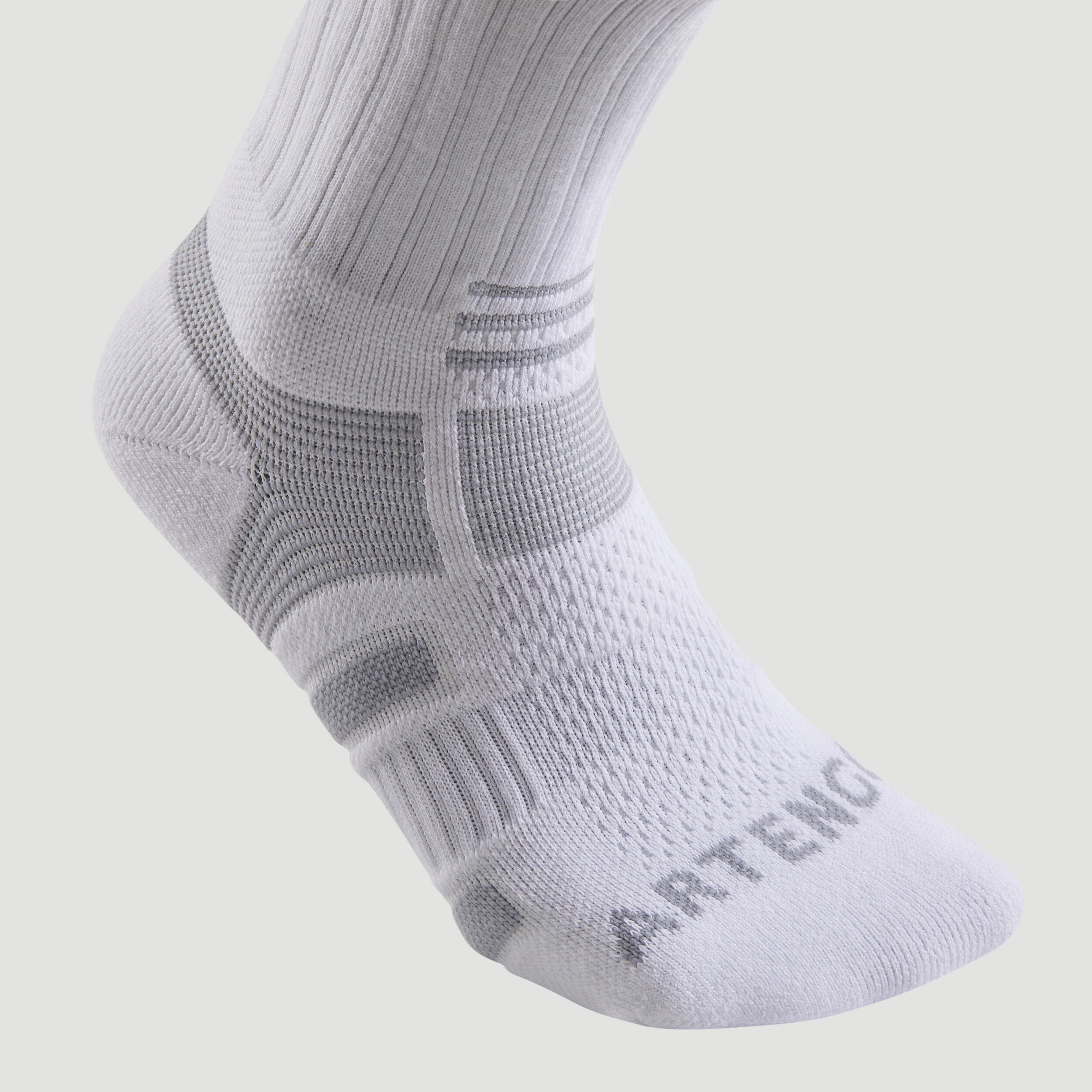 High Tennis Socks RS 560 Tri-Pack - White/Grey - ARTENGO