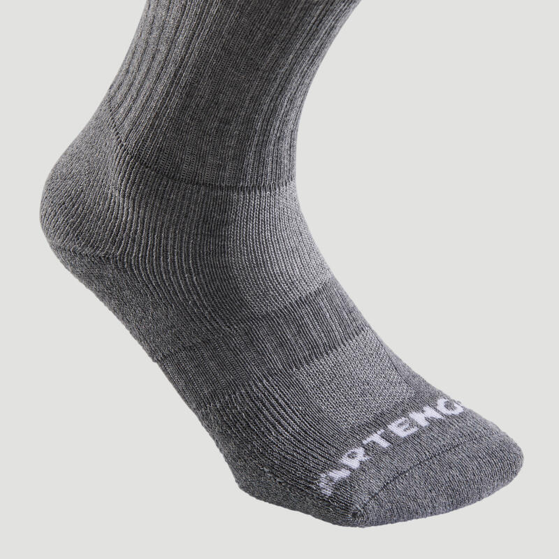 Calcetines altos de deporte Pack de 3 Artengo RS 500 gris