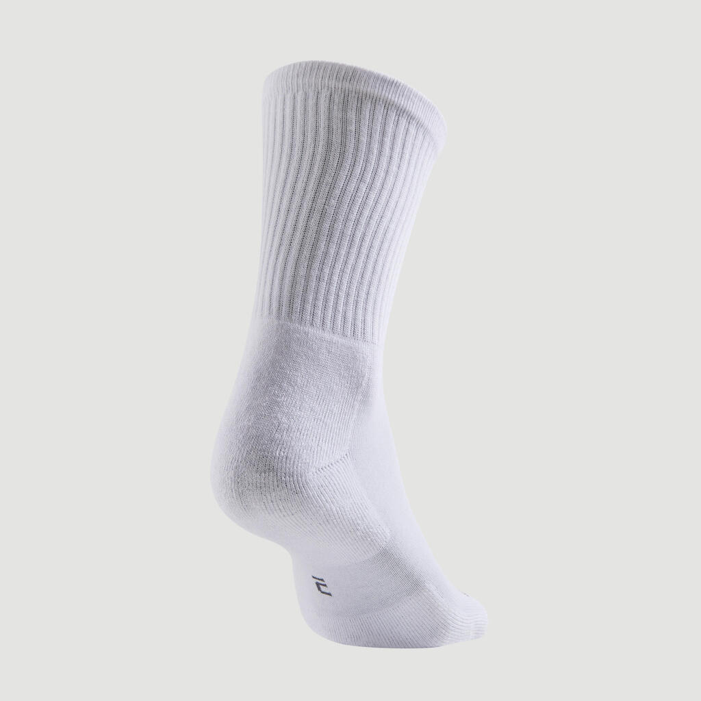 Calcetines largos de deporte blanco RS 100, lote de 3 pares
