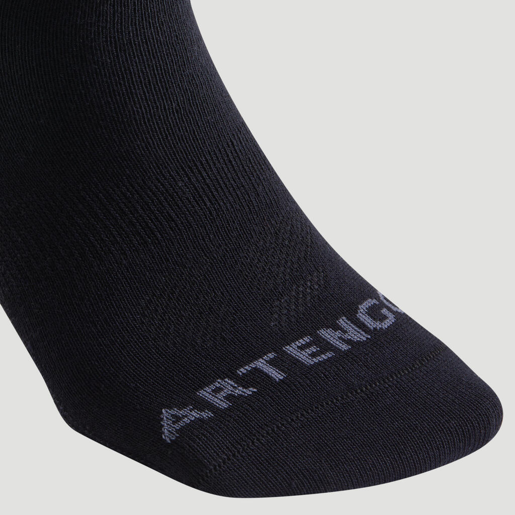 Kaki-crne čarape srednje visine za tenis RS 160 (3 para)