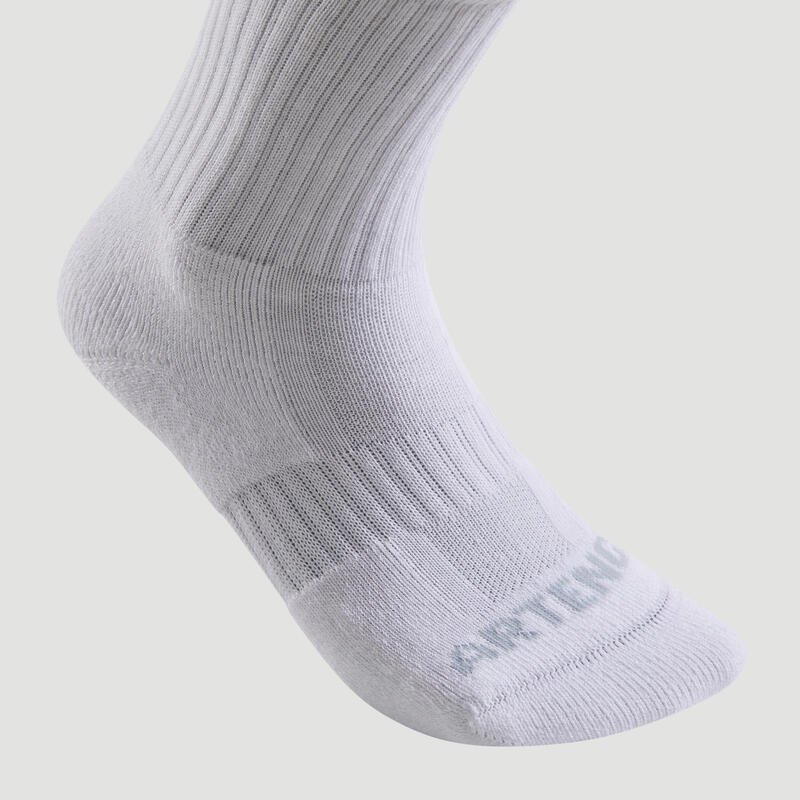 Vysoké tenisové ponožky RS 500 3 páry bílé