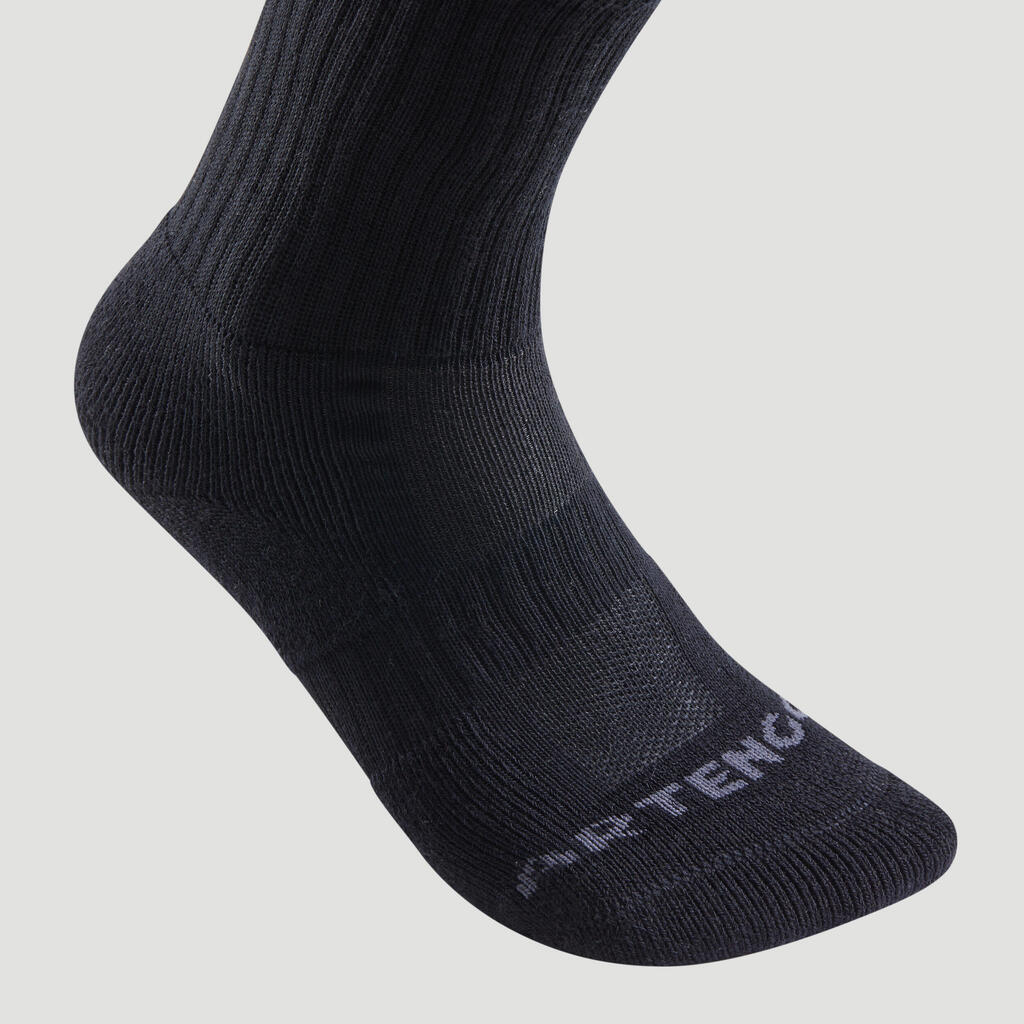 High Tennis Socks RS 500 Tri-Pack - Black/Stripes