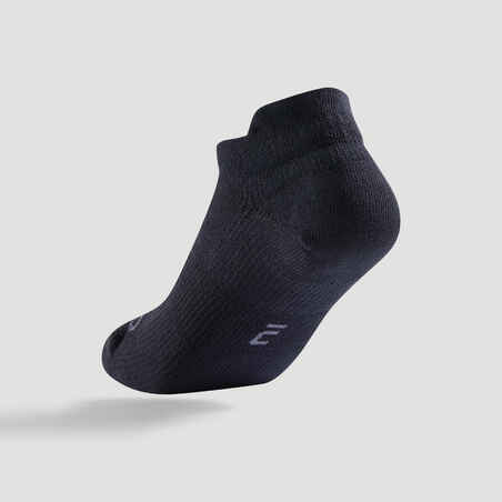 Kids' Low-Cut Tennis Socks Tri-Pack RS 160 - Black/Black/Grey