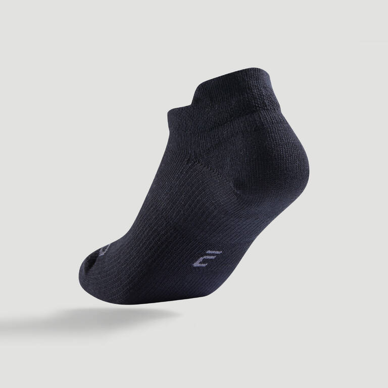 Kids' Low-Cut Tennis Socks Tri-Pack RS 160 - Black/Black/Grey