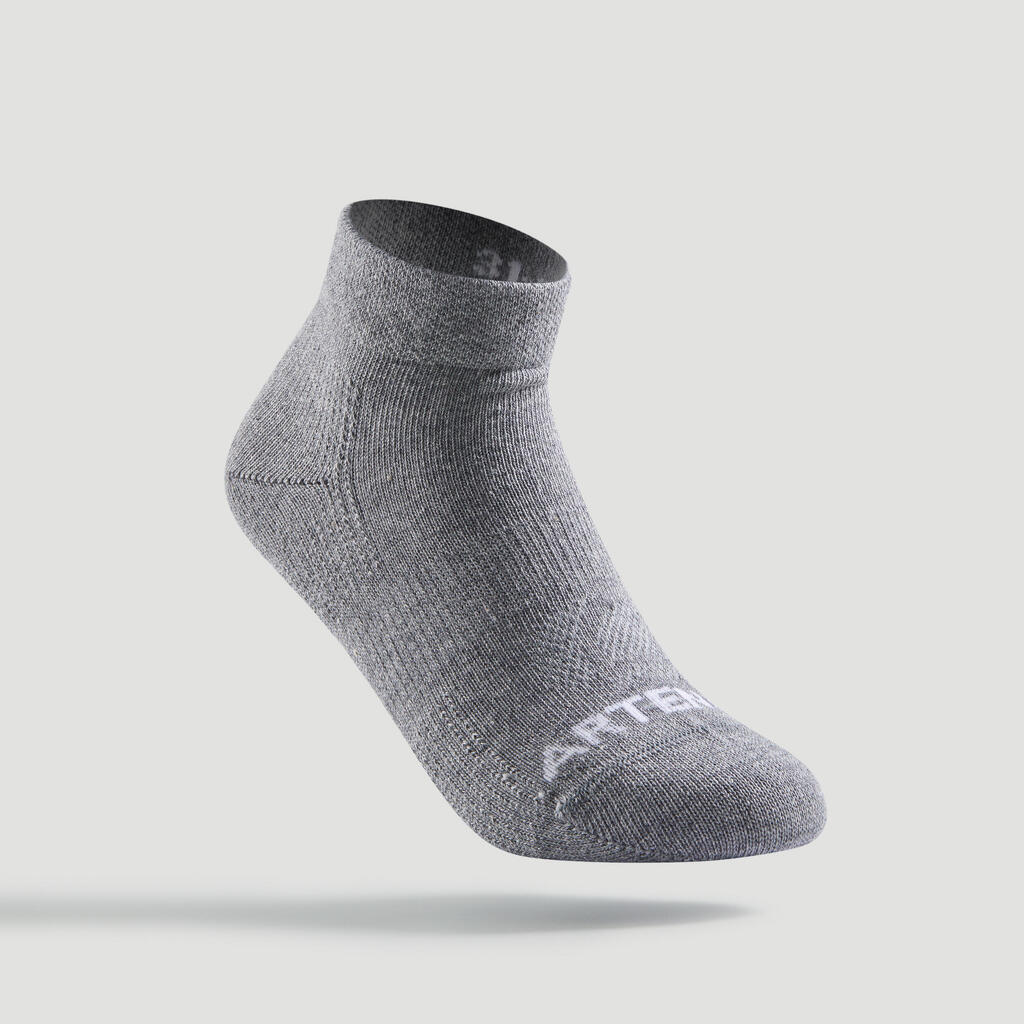 CALCETINES MEDIA CAÑA DEPORTE NIÑOS ARTENGO RS160 NEGRO GRIS PAQ. DE 3 PARES 