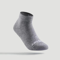 CHAUSSETTES DE SPORT ENFANT MI-HAUTES ARTENGO RS 160  NOIR GRIS LOT DE 3