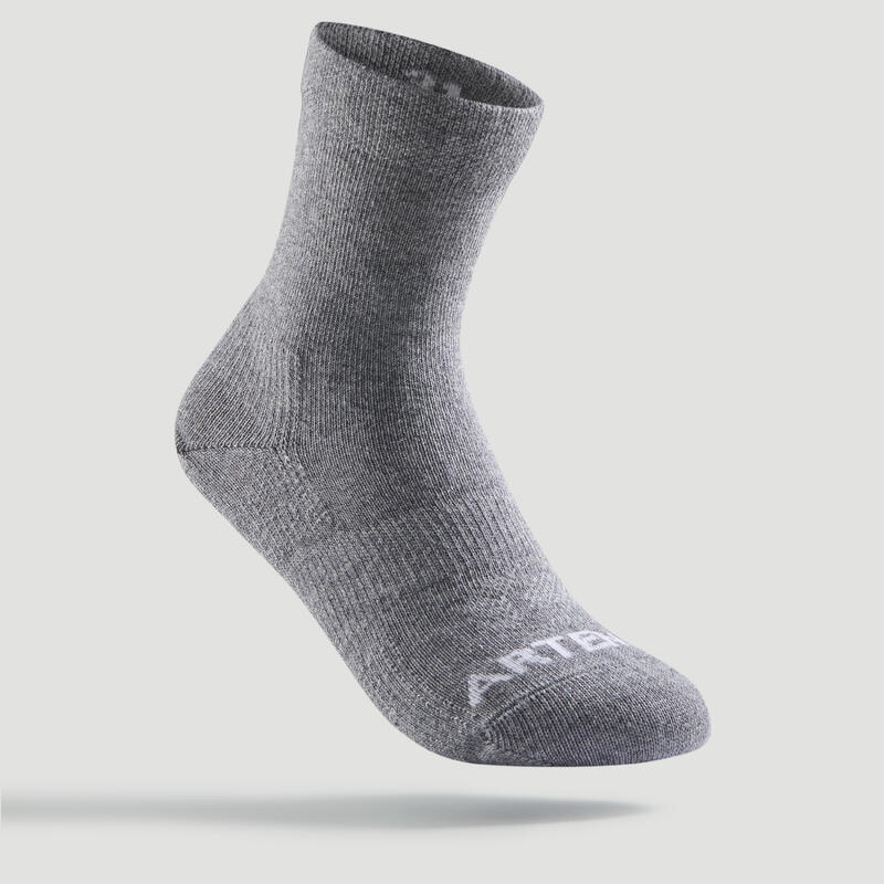 Vysoké tenisové ponožky RS160 černé, šedé 3 páry 