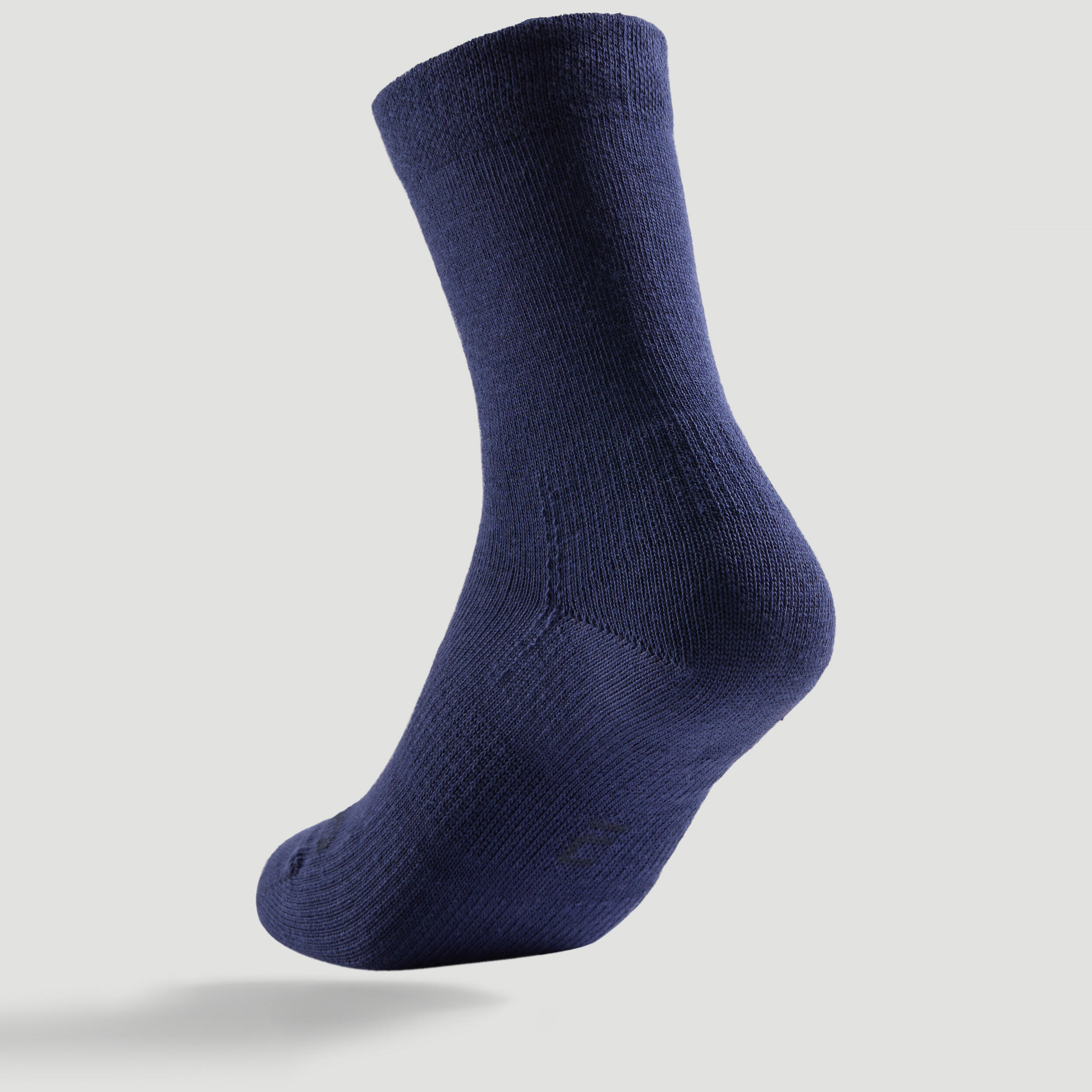 CHILDREN'S HIGH SPORTS SOCKS ARTENGO RS 160 NAVY WHITE SET OF 3