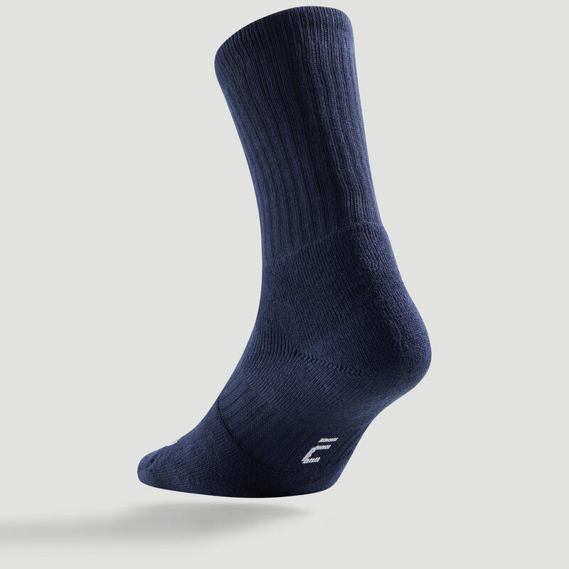 Vysoké tenisové ponožky RS500 3 páry tmavě modré