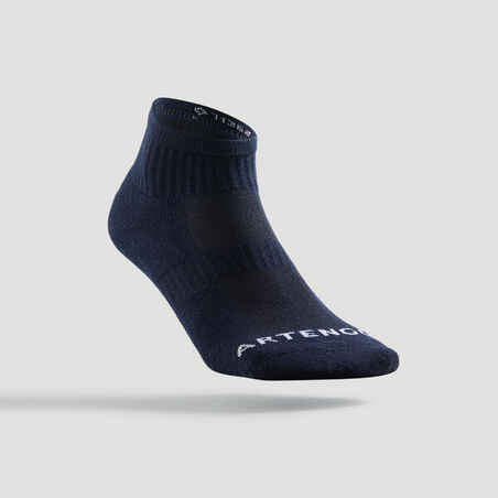 Mid-High Tennis Socks RS 500 Tri-Pack - Navy