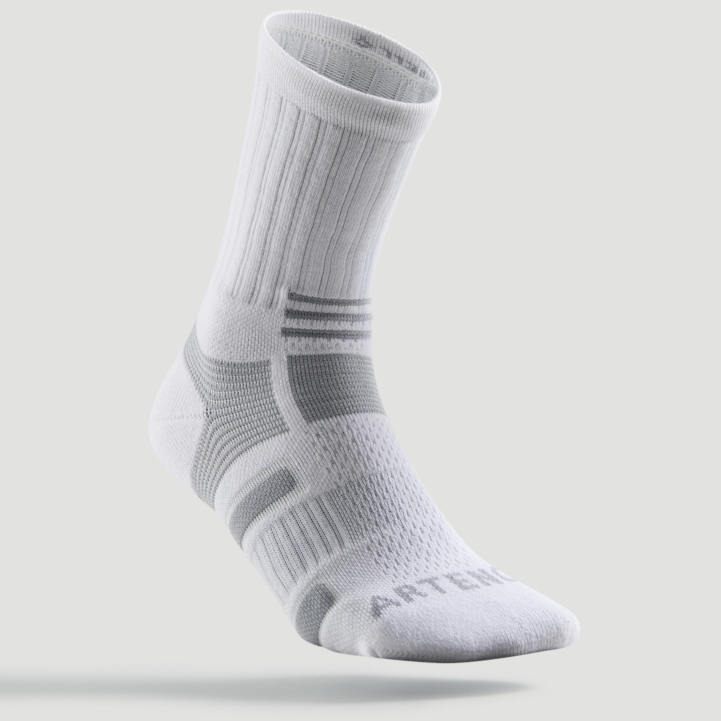 Vertical OTK Ribbed Cotton Socks - Maroon/Grey