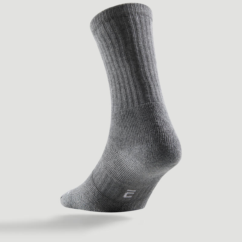 Vysoké tenisové ponožky RS 500 3 páry šedé