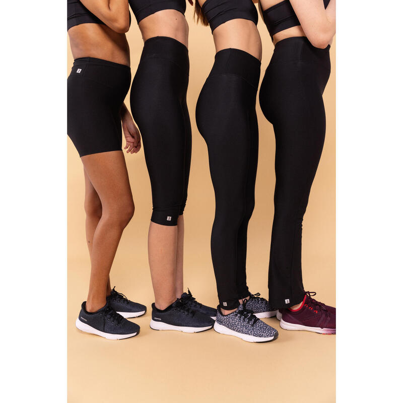 Leggings mallas de fitness bajos rectos Mujer Domyos negro