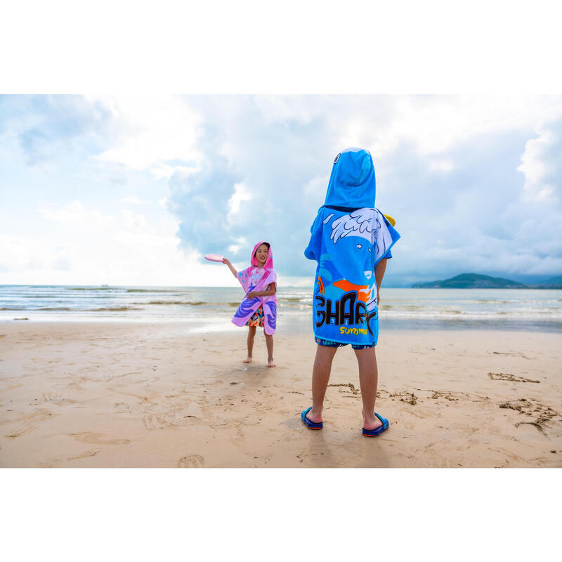 Poncho Surf Niños (110 a 125 cm) Tiburón Azul