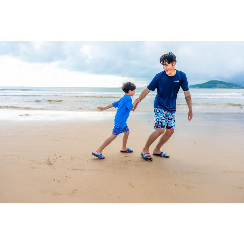 Bañador Niño corto surf azul estampado