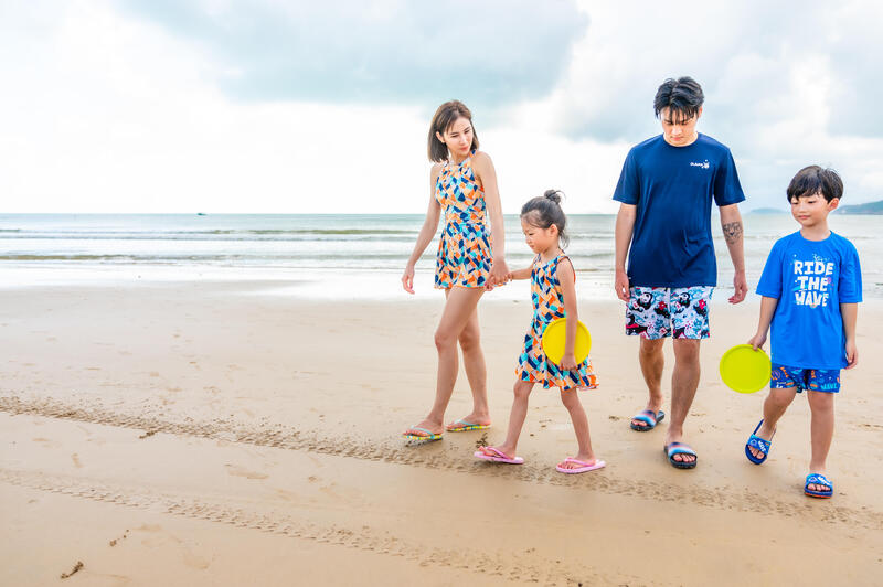 Bañador Niño corto surf azul estampado