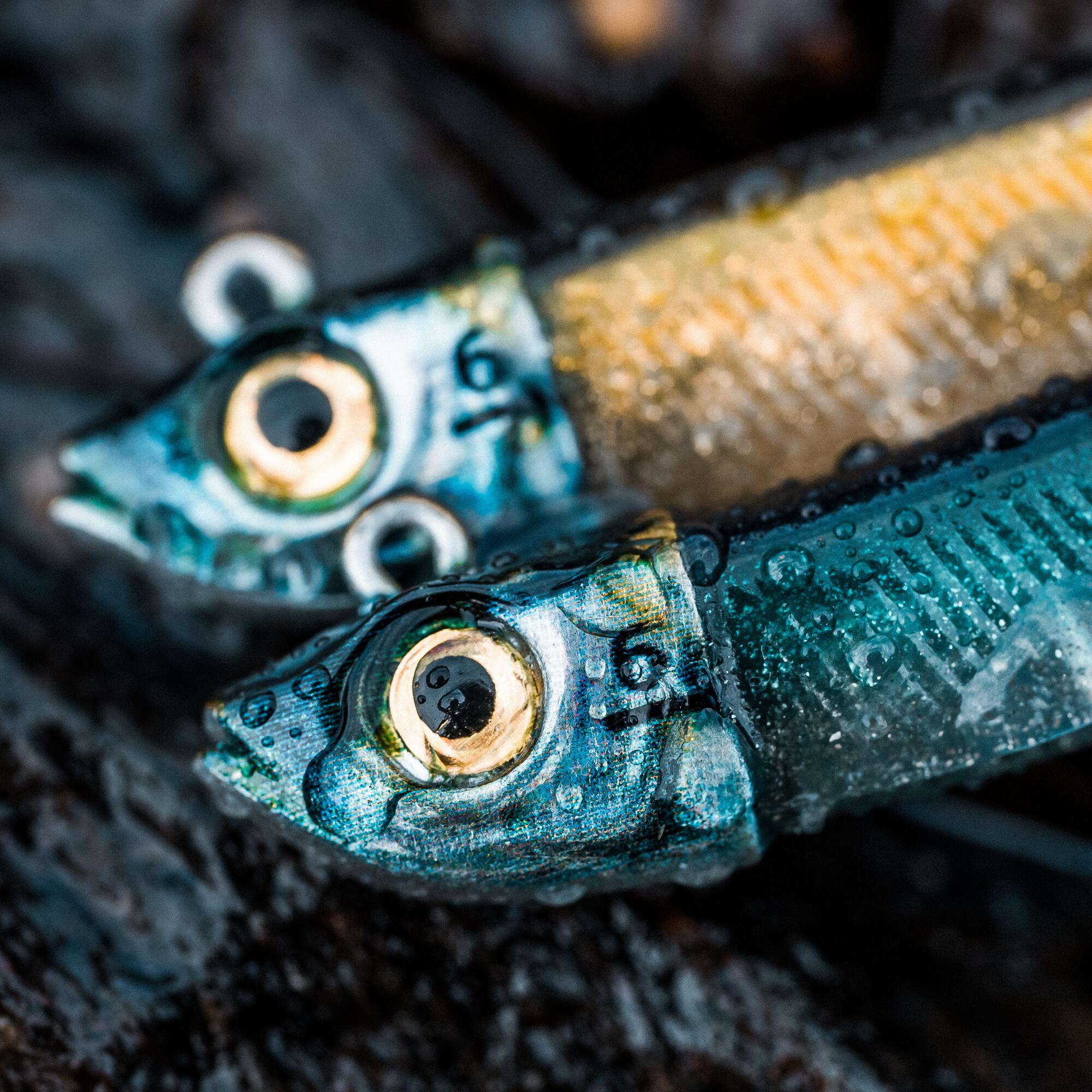 COMBO shad texan anchois ANCHO 70 6gr AYU/BLEU pêche en mer 4/12