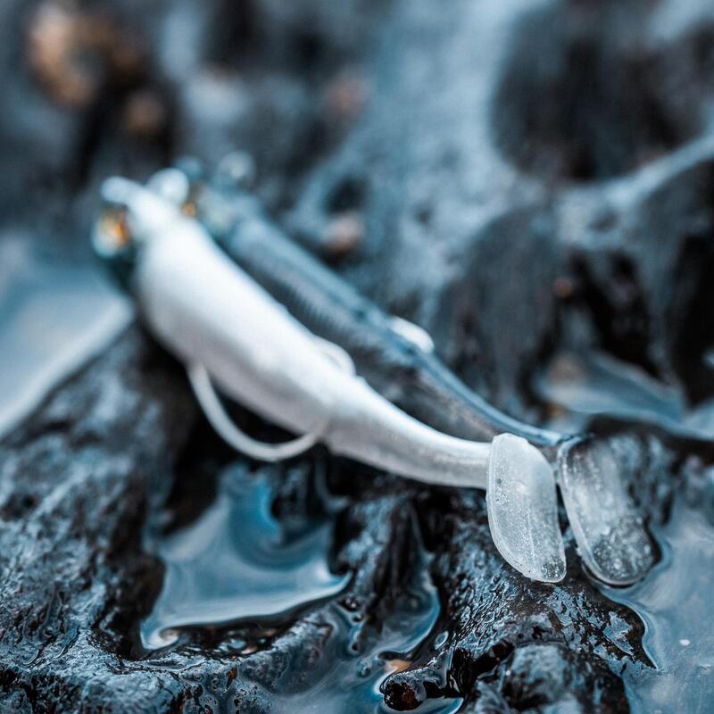 Shad artificiali texan acciuga pesca in mare ANCHO 70 6 g bianco-dorso nero