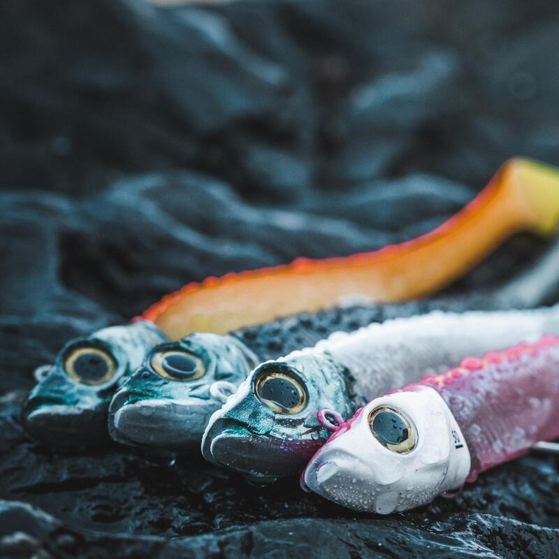 Set năluci shad texan sardea 120 50 g roz fluo/ portocaliu pescuit marin 