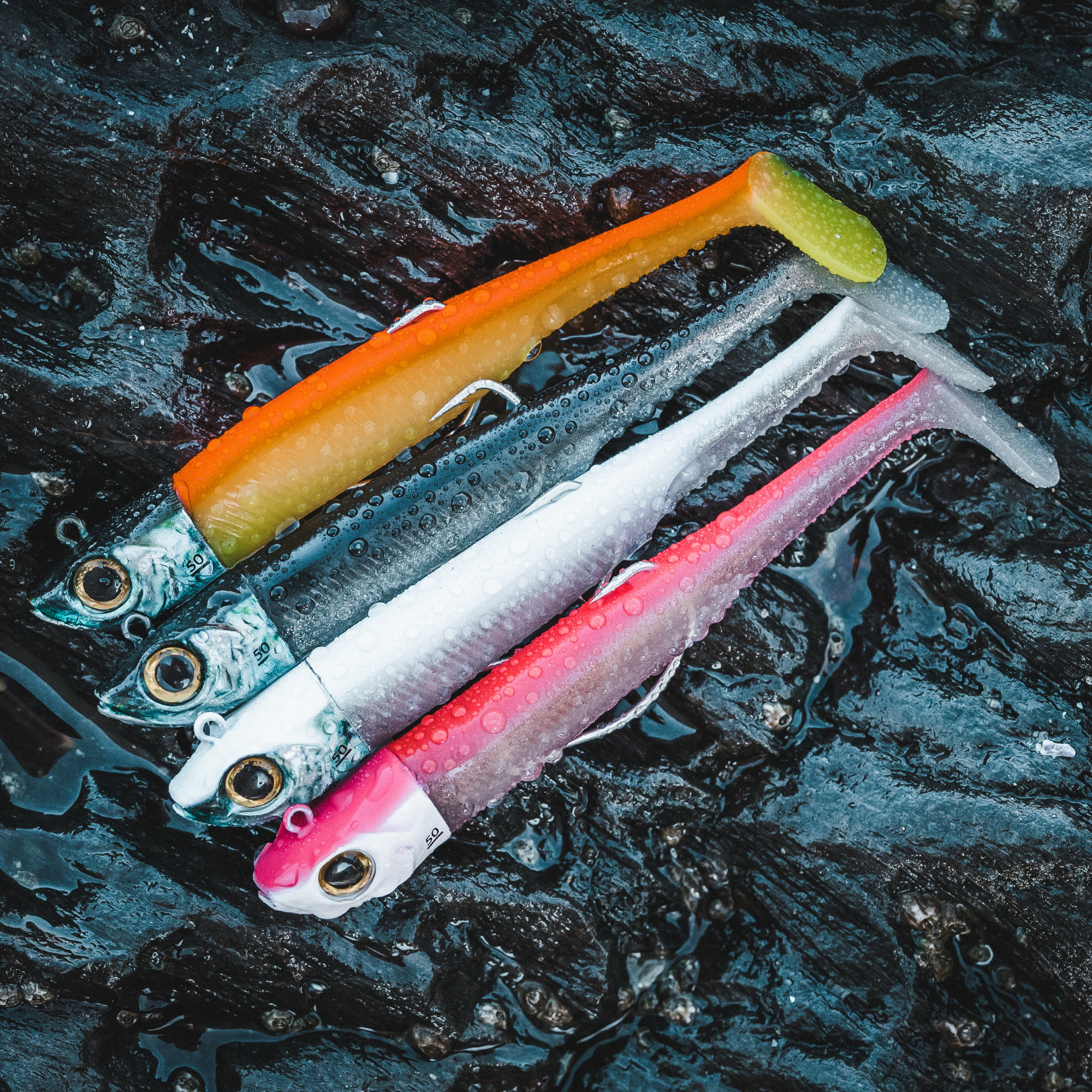 Lot De 50 Leurres Souples Pagaie Queue 7cm - Appâts Blancs Pour Pêche En Surface (basse, Truite, Brochet...) - Nage Réaliste Et Facile à Gréer