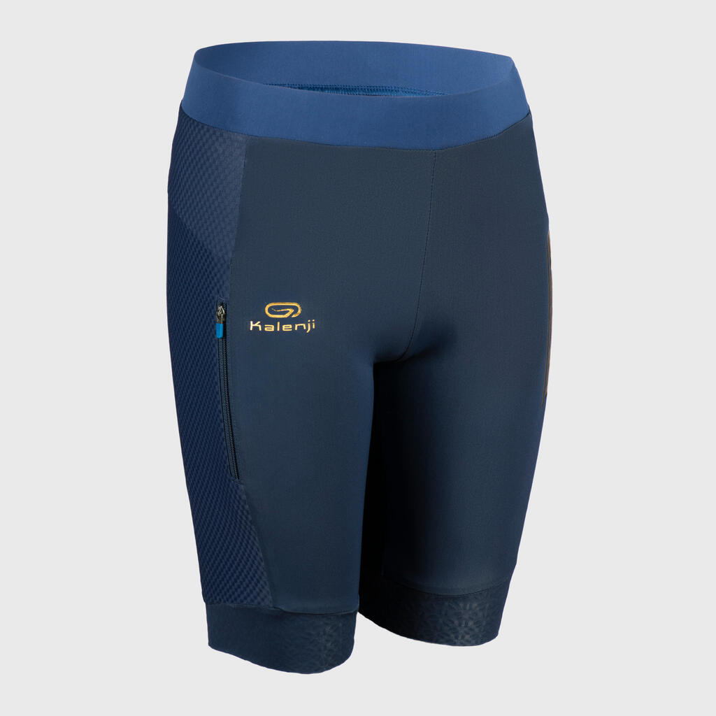 KIDS' RUNNING TIGHT SHORTS - KIPRUN DRY+ - NAVY BLUE