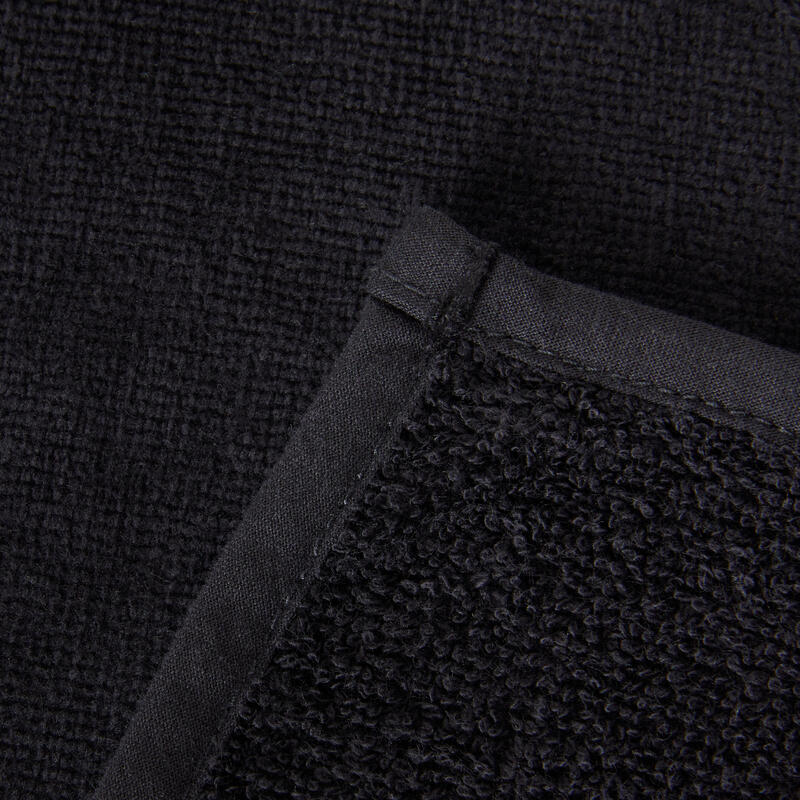 Baumwoll-Handtuch Fitness 3-in-1 Bio-Baumwolle 40 × 90 cm - schwarz 