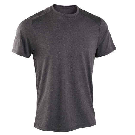 Camiseta fitness manga corta transpirable cuello redondo Hombre Domyos gris