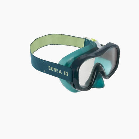 Adult snorkelling Kit 100 COMFORT mask and DRYTOP snorkel green with bag