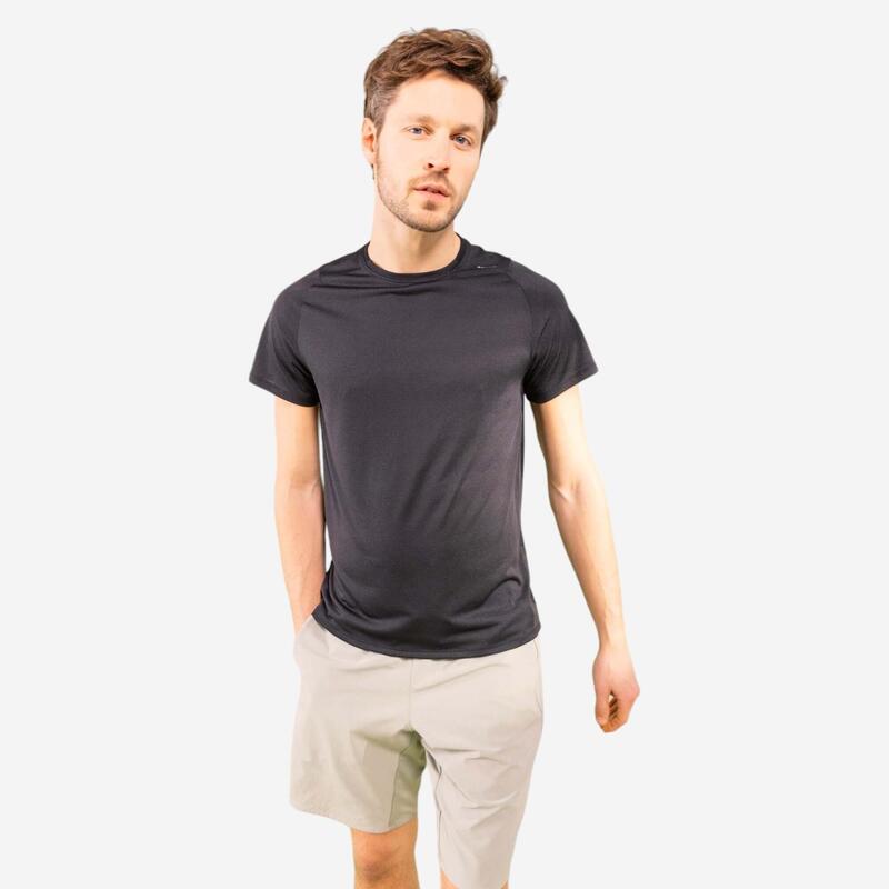 T-Shirt Herren atmungsaktiv Rundhals - 500 schwarz
