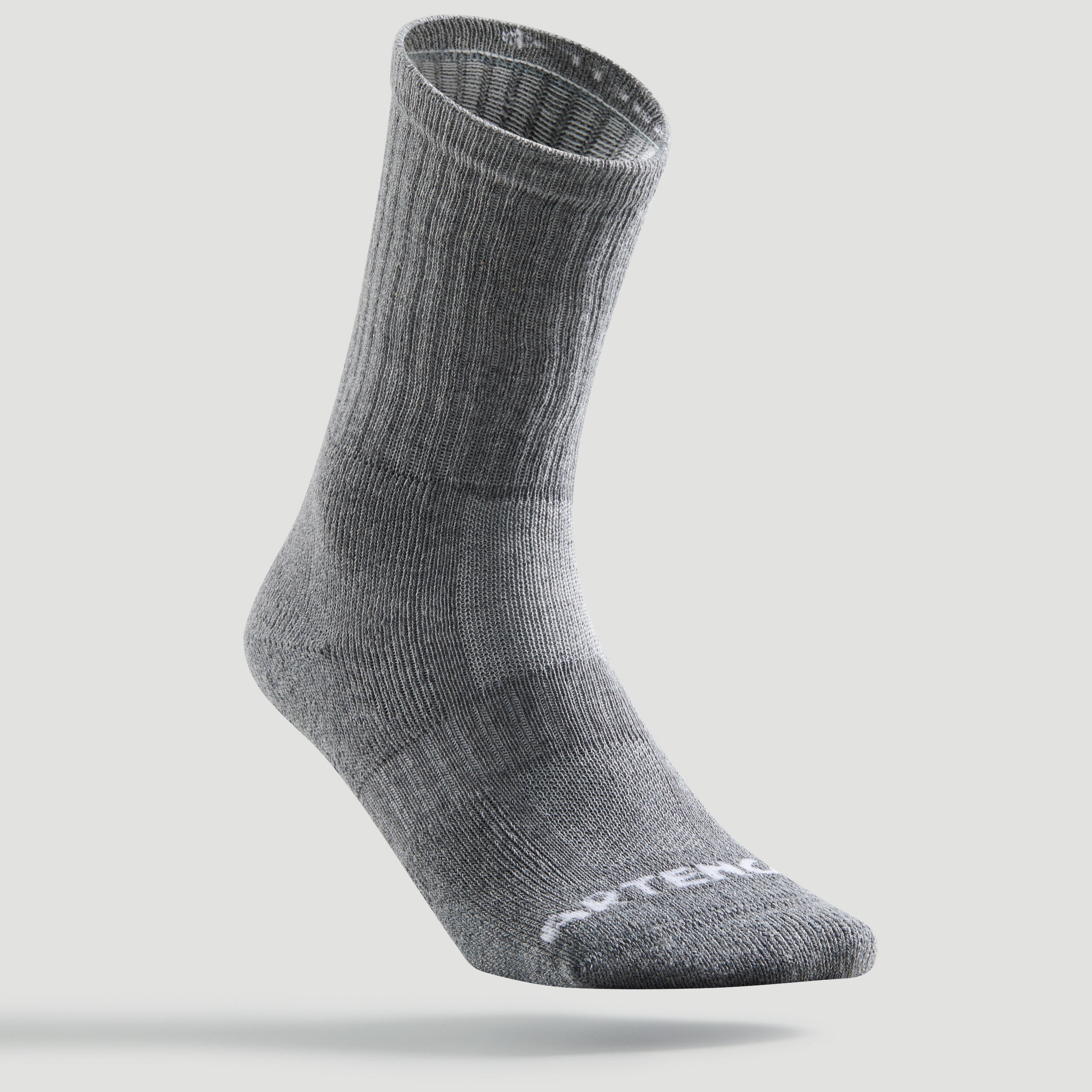 High Tennis Socks x3 - RS 500 Grey - ARTENGO