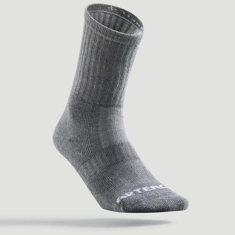 Vysoké tenisové ponožky RS 500 3 páry šedé