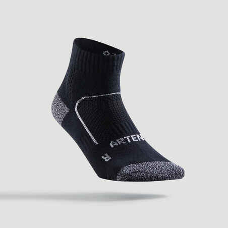 Čarape za sportove s reketom 190 srednje visoke crno-bijele tri para