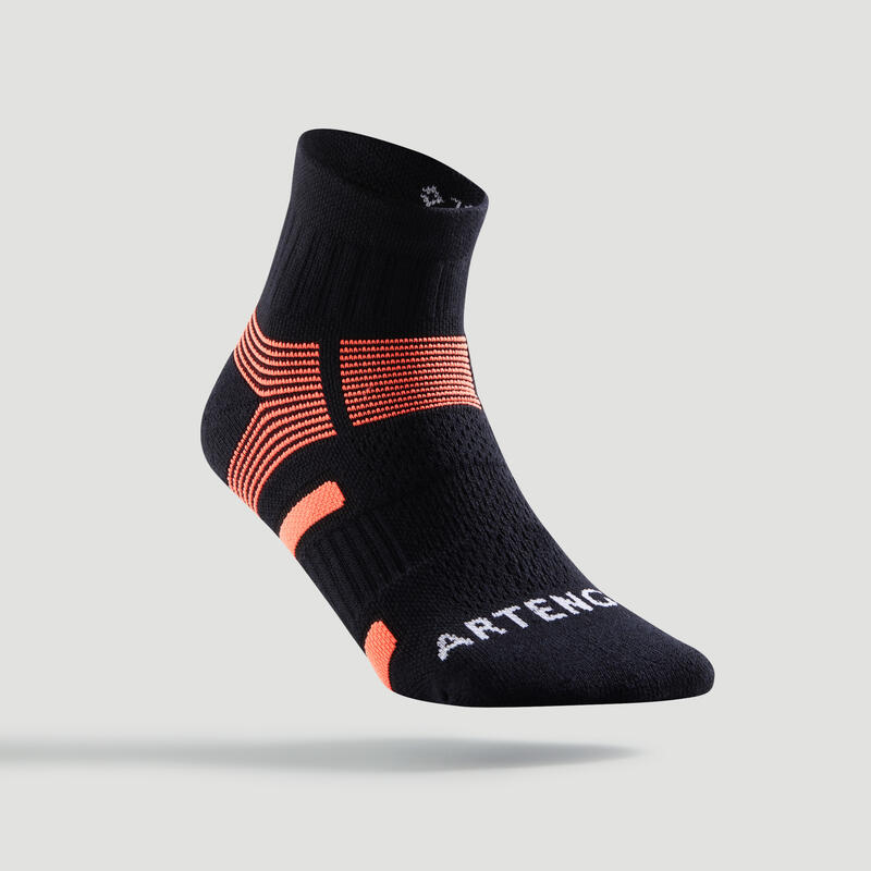 Polovysoké tenisové ponožky RS560 černo-oranžové 3 páry