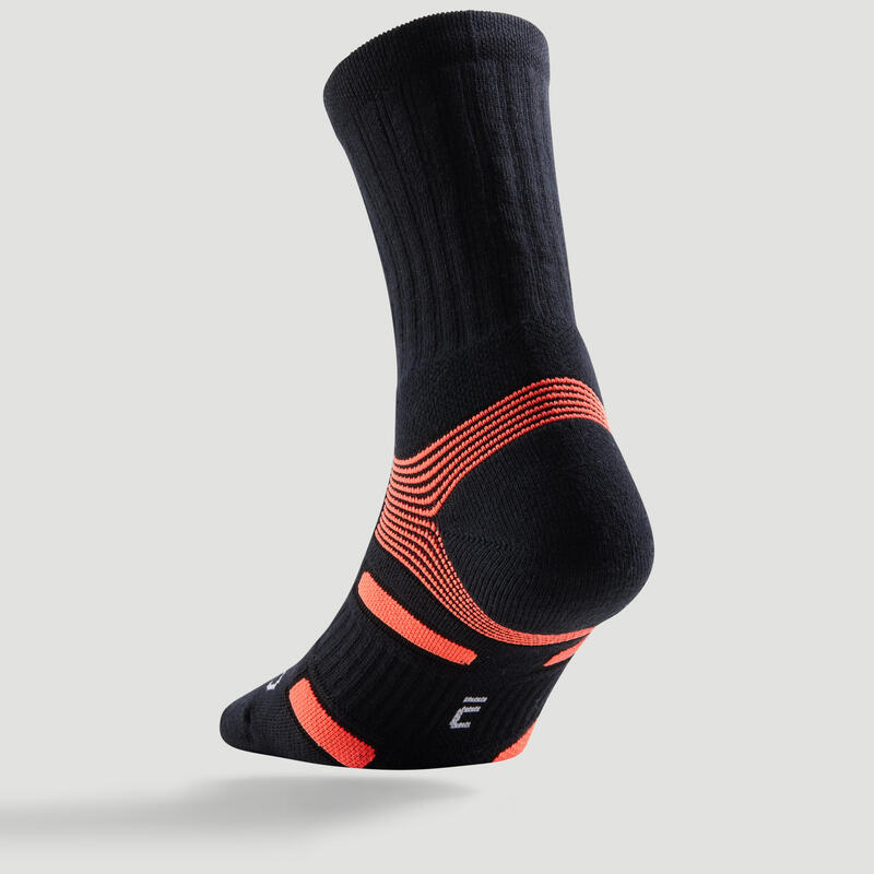 Vysoké tenisové ponožky RS560 černo-oranžové 3 páry 