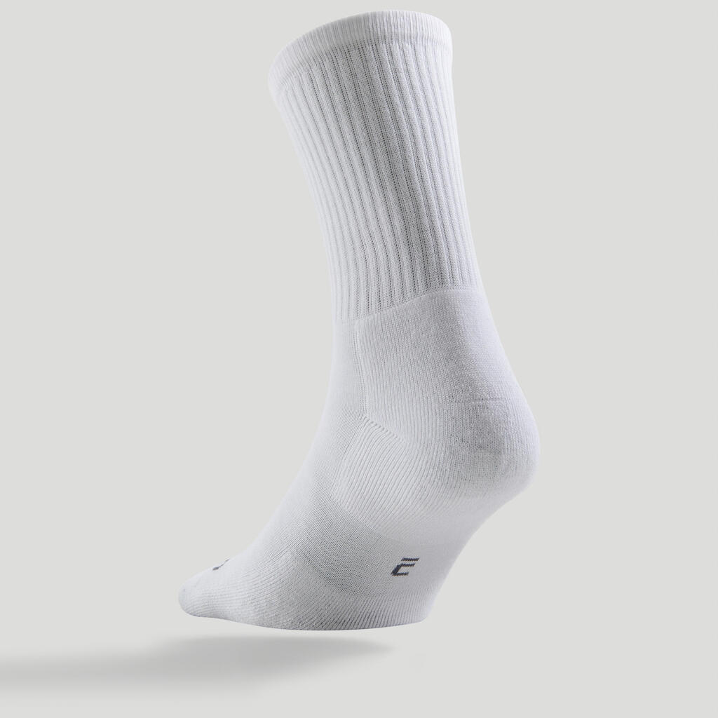Calcetines largos de deporte blanco RS 100, lote de 3 pares