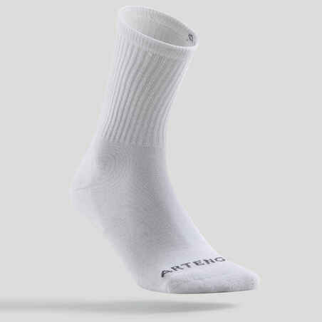 Calcetines altos de tenis Pack de 3 Artengo RS 100 Blanco