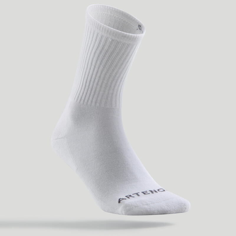 Vysoké tenisové ponožky RS100 bílé 3 páry 