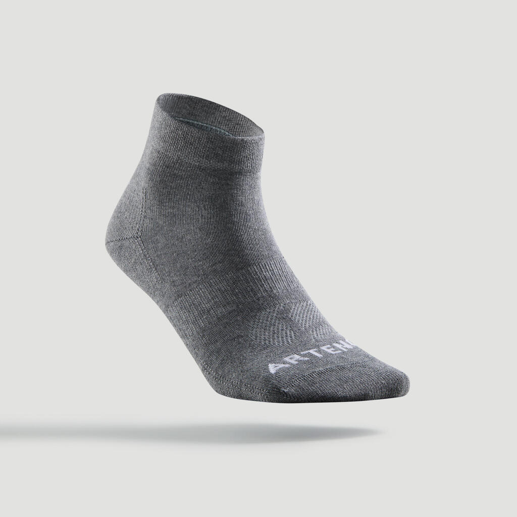 CHAUSSETTES DE SPORT MI-HAUTES ARTENGO RS 160 GRIS FONCE LOT DE 3