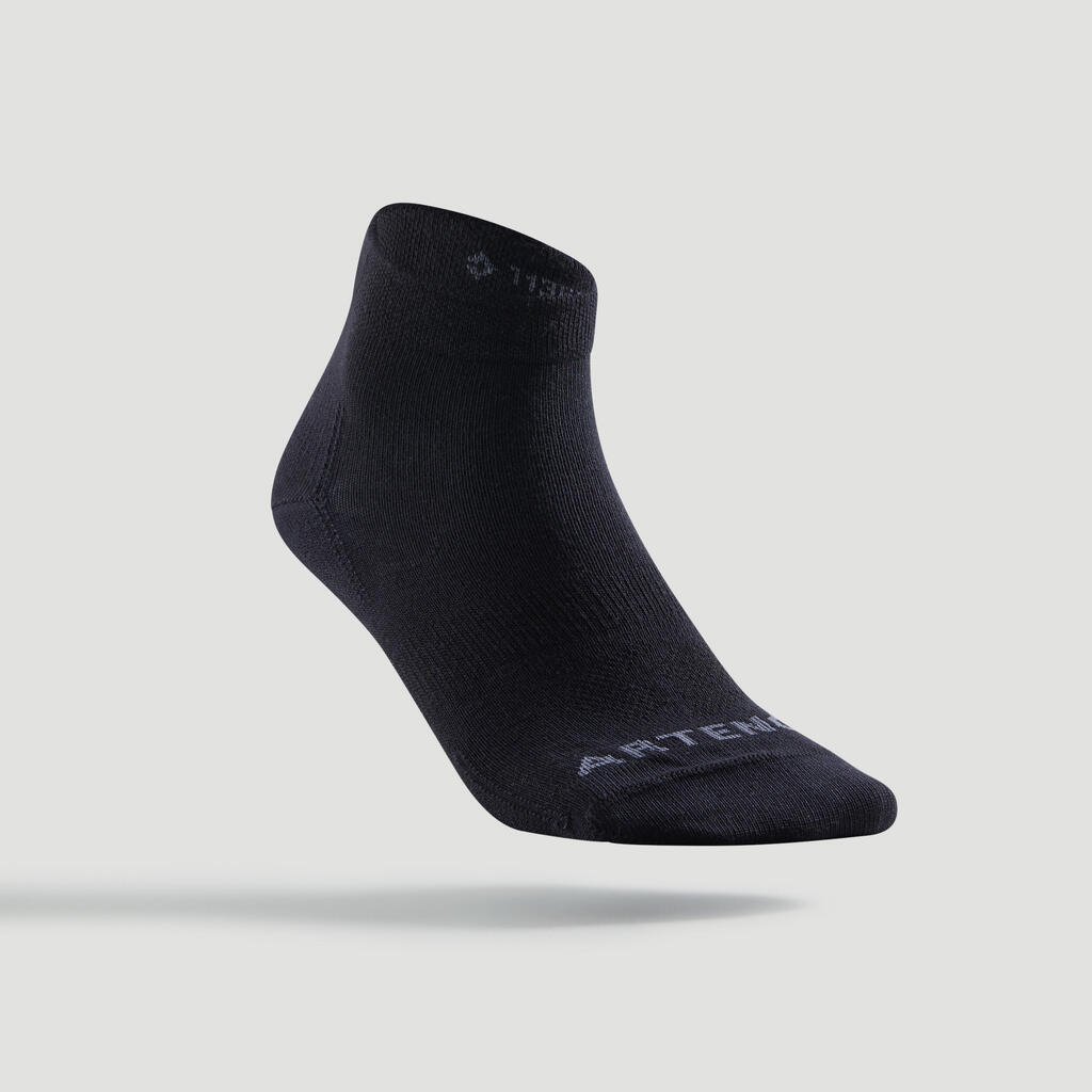 Kaki-crne čarape srednje visine za tenis RS 160 (3 para)