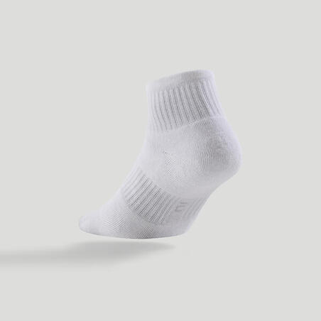 CHAUSSETTES DE SPORT MI-HAUTES ARTENGO RS 500 BLANC LOT DE 3