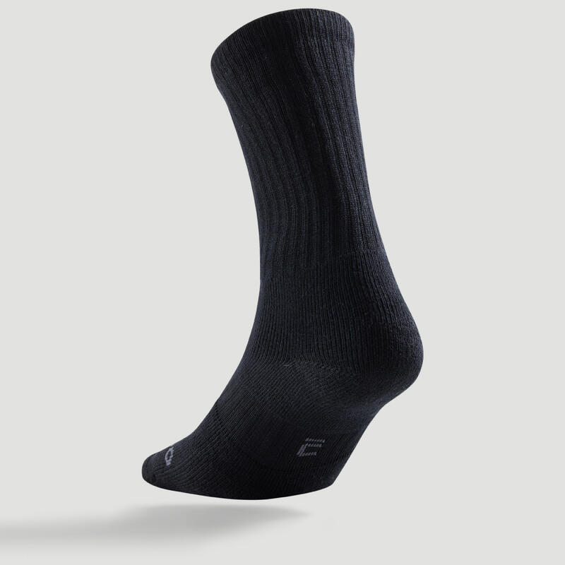 Vysoké tenisové ponožky RS500 3 páry černé