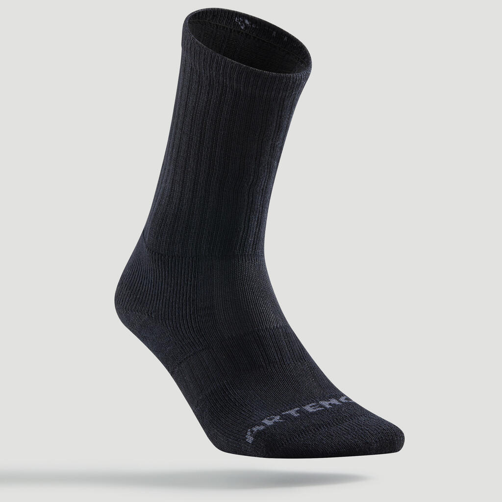 High Tennis Socks RS 500 Tri-Pack - Black/Stripes