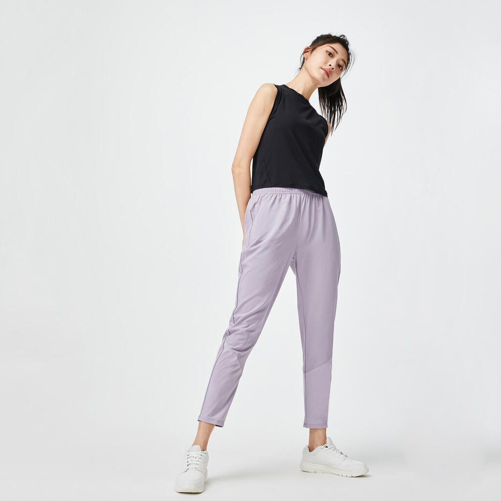 Pantalon jogging coupe carotte Fitness Cardio Femme Violet