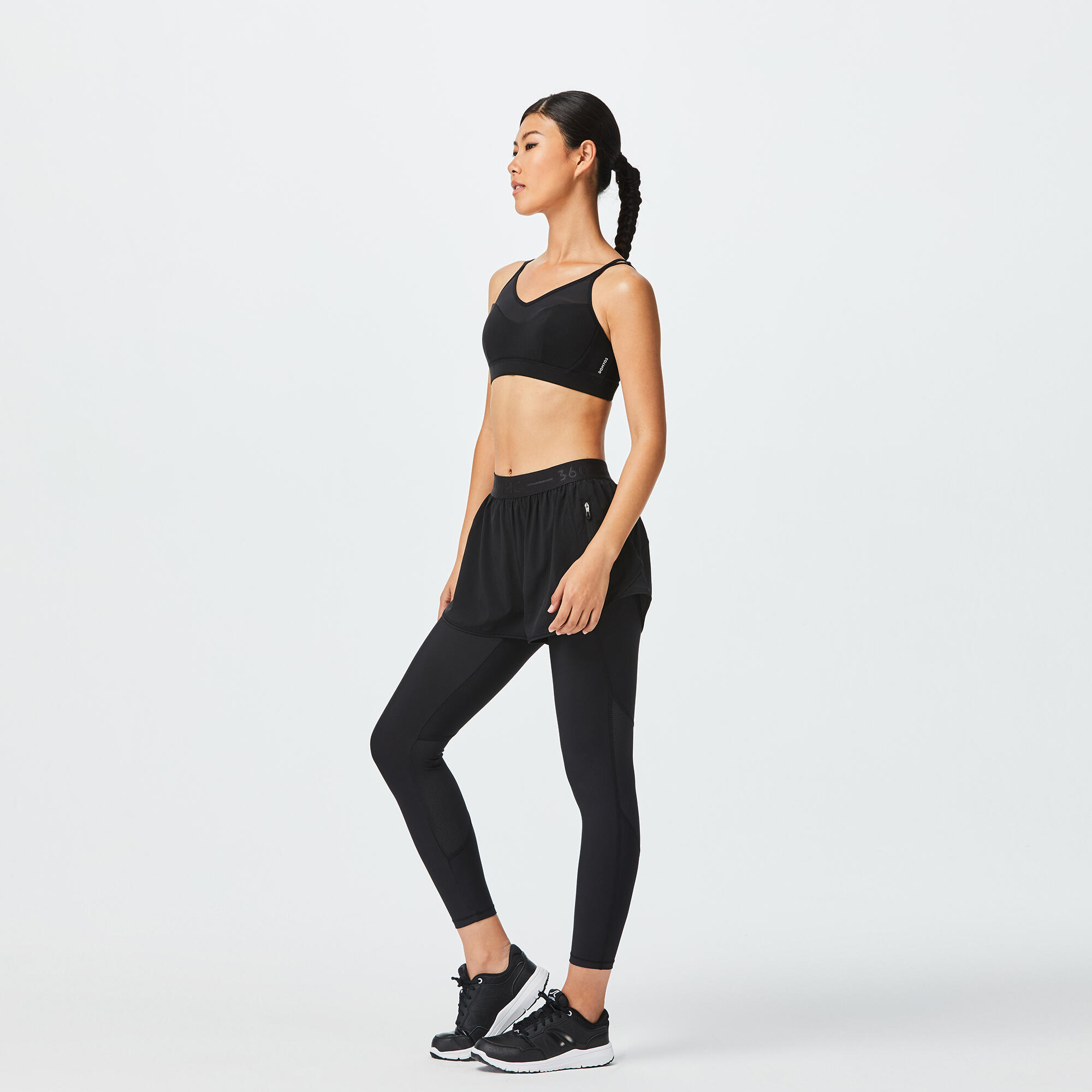 Women's 2-in-1 Leggings/Shorts - Black