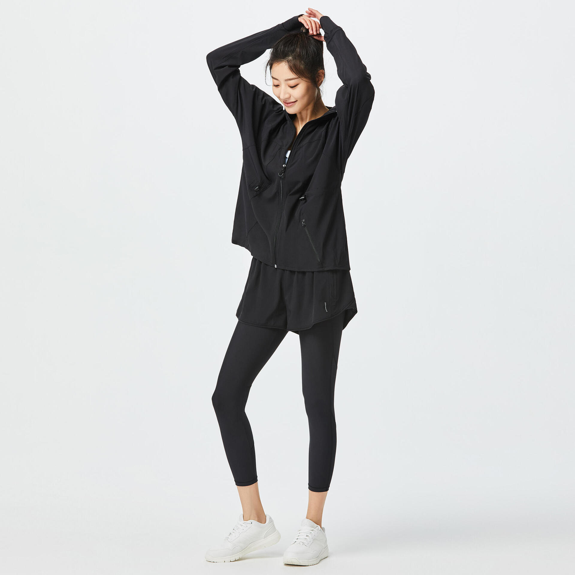 2 in 1 Double Layer Leggings  - FFC* Plain Black main image 1