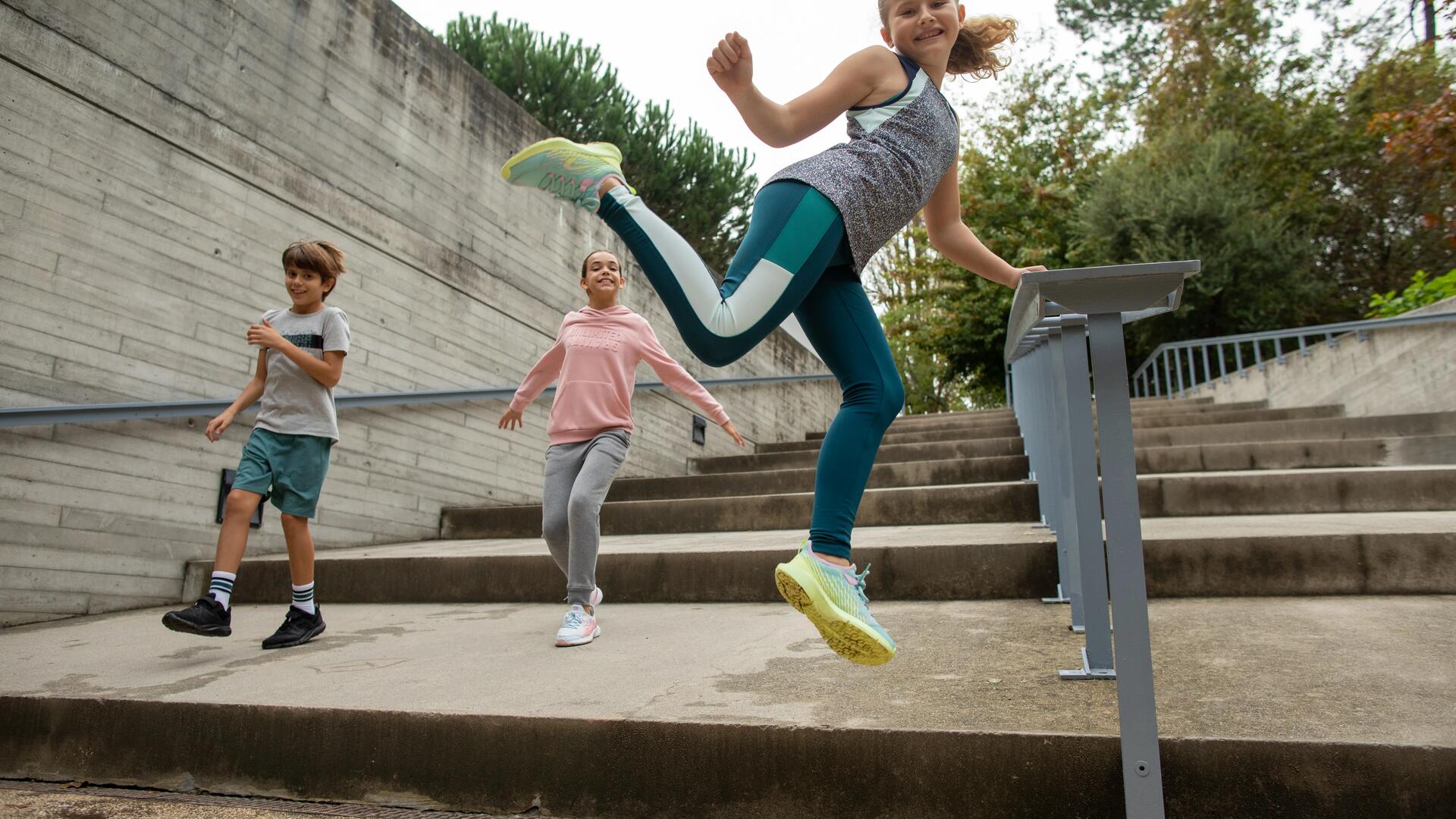 Picture a woman and a man exercising